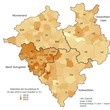 Bild der Karte zu den Hebesätzen der Grundsteuer B in den Kommunen Westfalen-Lippes