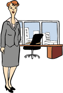 Eine Frau steht in einem Büro.